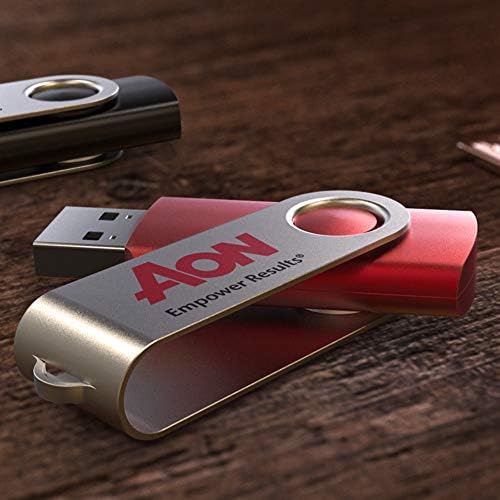 כונני פלאש USB מותאמים אישית בהתאמה אישית של 30+ שילובי צבע ולוגו בשני צדדים - מורכבים בארהב - זיכרון כיתה A - גוף אדום מתכתי/מסתובב כסף - 8GB [חבילה של 200]